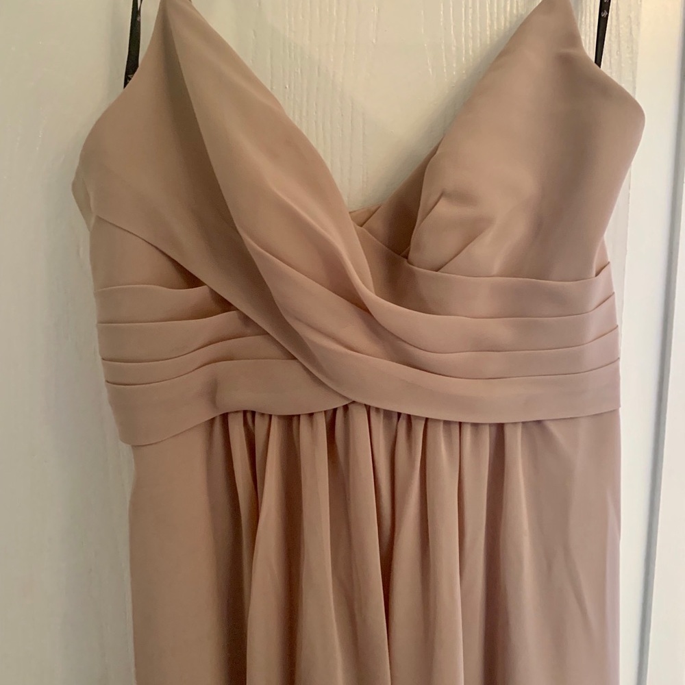 Tan but slightly pink chiffon gown/ bridesmaid